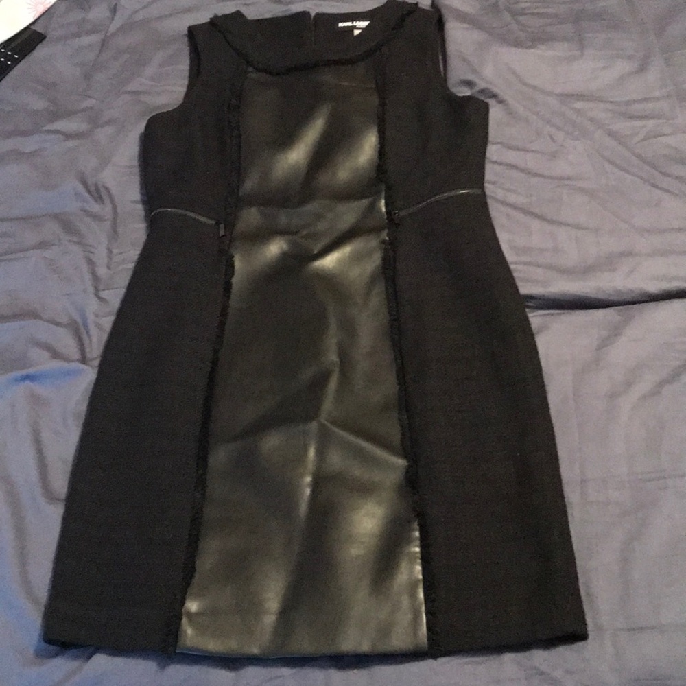 black and leather dress